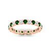 Load image into Gallery viewer, classic-round-cut-diamond-and-emerald-1.30-carat-bezel-set-eternity-wedding-band-in-rose-gold-FD8072ROBGEMGRANGLE5-1.30CT-NL-RG?v=1751956563