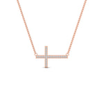 Load image into Gallery viewer, classic-sideways-cross-diamond-necklace-in-FDPD11267-NL-RG