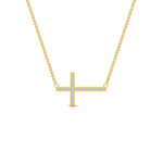 Load image into Gallery viewer, classic-sideways-cross-diamond-necklace-in-FDPD11267-NL-YG
