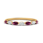 Load image into Gallery viewer, common-prong-elongated-pink-sapphire-wedding-ring-in-FD9939BGSADRPI-NL-YG