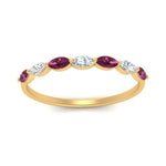 Load image into Gallery viewer, common-prong-elongated-pink-sapphire-wedding-ring-in-FD9939BGSADRPI-NL-YG