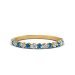Load image into Gallery viewer, common-prong-thin-round-diamond-wedding-band-with-blue-topaz-in-FDENS3023BGICBLTO-NL-YG