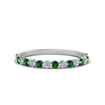 Load image into Gallery viewer, common-prong-thin-round-diamond-wedding-band-with-emerald-in-FDENS3023BGEMGR-NL-WG