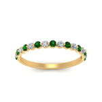 Load image into Gallery viewer, common-prong-thin-round-diamond-wedding-band-with-emerald-in-FDENS3023BGEMGR-NL-YG