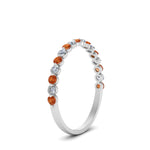 Load image into Gallery viewer, common-prong-thin-round-diamond-wedding-band-with-orange-sapphire-in-FDENS3023BGSAOR-NL-WG