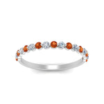 Load image into Gallery viewer, common-prong-thin-round-diamond-wedding-band-with-orange-sapphire-in-FDENS3023BGSAOR-NL-WG