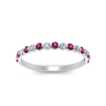 Load image into Gallery viewer, common-prong-thin-round-diamond-wedding-band-with-pink-sapphire-in-FDENS3023BGSADRPI-NL-WG