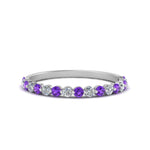 Load image into Gallery viewer, common-prong-thin-round-diamond-wedding-band-with-purple-topaz-in-FDENS3023BGVITO-NL-WG