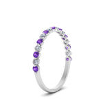 Load image into Gallery viewer, common-prong-thin-round-diamond-wedding-band-with-purple-topaz-in-FDENS3023BGVITO-NL-WG