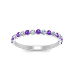 Load image into Gallery viewer, common-prong-thin-round-diamond-wedding-band-with-purple-topaz-in-FDENS3023BGVITO-NL-WG