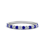 Load image into Gallery viewer, common-prong-thin-round-diamond-wedding-band-with-sapphire-in-FDENS3023BGSABL-NL-WG