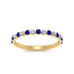Load image into Gallery viewer, common-prong-thin-round-diamond-wedding-band-with-sapphire-in-FDENS3023BGSABL-NL-YG