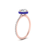 Load image into Gallery viewer, compass-point-under-halo-diamond-engagement-ring-with-sapphire-in-rose-gold-FDENR2147RORGSABLANGLE2-NL-RG