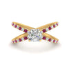 Load image into Gallery viewer, cross-band-asscher-cut-engagment-ring-with-pink-sapphire-yellow-gold-FD9890ASRGSADRPI-NL-YG.jpg?v=1760525697