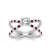 Load image into Gallery viewer, cross-band-asscher-cut-engagment-ring-with-ruby-white-gold-FD9890ASRGRUDRANGLE5-NL-WG.jpg?v=1760525697