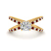 Load image into Gallery viewer, cross-band-asscher-cut-engagment-ring-with-ruby-yellow-gold-FD9890ASRGRUDR-NL-YG.jpg?v=1760525697