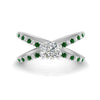 Load image into Gallery viewer, cross-band-cushion-cut-engagment-ring-with-emerald-white-gold-FD9890CURGEMGR-NL-WG_7259987a-2092-4bc2-8b2c-314b332bd69f.jpg?v=1760525946