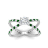 Load image into Gallery viewer, cross-band-cushion-cut-engagment-ring-with-emerald-white-gold-FD9890CURGEMGRANGLE5-NL-WG_fdcc459d-d45a-4245-8498-bcdd9beed9b8.jpg?v=1760525946