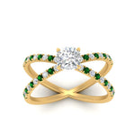 Load image into Gallery viewer, cross-band-cushion-cut-engagment-ring-with-emerald-yellow-gold-FD9890CURGEMGRANGLE5-NL-YG_e9dcb454-8575-4755-b867-873aaedb6caf.jpg?v=1760525946