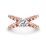Load image into Gallery viewer, cross-band-cushion-cut-engagment-ring-with-orange-sapphire-rose-gold-FD9890CURGSAOR-NL-RG.jpg?v=1760525716