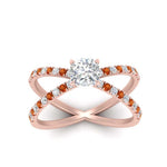 Load image into Gallery viewer, cross-band-cushion-cut-engagment-ring-with-orange-sapphire-rose-gold-FD9890CURGSAORANGLE5-NL-RG.jpg?v=1760525715