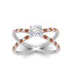Load image into Gallery viewer, cross-band-cushion-cut-engagment-ring-with-orange-sapphire-white-gold-FD9890CURGSAORANGLE5-NL-WG_25c86491-5537-4923-8cdf-6f203fa736db.jpg?v=1760525870
