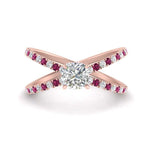 Load image into Gallery viewer, cross-band-cushion-cut-engagment-ring-with-pink-sapphire-rose-gold-FD9890CURGSADRPI-NL-RG_ff6ef955-8176-47d9-9b16-a68d06e713e7.jpg?v=1760525946