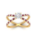 Load image into Gallery viewer, cross-band-cushion-cut-engagment-ring-with-pink-sapphire-yellow-gold-FD9890CURGSADRPIANGLE5-NL-YG_b4102967-0c35-449c-bb59-5eafd6560960.jpg?v=1760525946