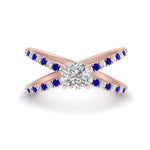 Load image into Gallery viewer, cross-band-cushion-cut-engagment-ring-with-sapphire-rose-gold-FD9890CURGSABL-NL-RG.jpg?v=1760525715