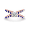 Load image into Gallery viewer, cross-band-cushion-cut-engagment-ring-with-sapphire-rose-gold-FD9890CURGSABL-NL-RG_22822c71-5ffe-4484-9477-c825020e7f52.jpg?v=1760525870
