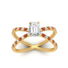 Load image into Gallery viewer, cross-band-emerald-cut-engagment-ring-with-orange-sapphire-yellow-gold-FD9890EMRGSAORANGLE5-NL-YG_80c0e476-4790-4aab-99a7-99987243da31.jpg?v=1760525879
