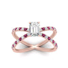 Load image into Gallery viewer, cross-band-emerald-cut-engagment-ring-with-pink-sapphire-rose-gold-FD9890EMRGSADRPIANGLE5-NL-RG_04512f13-2aad-423e-9e85-1142eb331fe6.jpg?v=1760525879