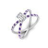 Load image into Gallery viewer, cross-band-emerald-cut-engagment-ring-with-purple-topaz-white-gold-FD9890EMRGVITOANGLE2-NL-WG_27abc22b-95a2-48a8-8bd0-7487a3bf9431.jpg?v=1760525879
