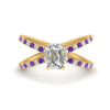Load image into Gallery viewer, cross-band-emerald-cut-engagment-ring-with-purple-topaz-yellow-gold-FD9890EMRGVITO-NL-YG_9187bef4-1f2b-421e-af30-da80f0dfa815.jpg?v=1760525880