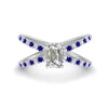 Load image into Gallery viewer, cross-band-emerald-cut-engagment-ring-with-sapphire-white-gold-FD9890EMRGSABL-NL-WG_7efa2f40-6b97-4859-8758-04f2abc1a543.jpg?v=1760525879