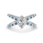 Load image into Gallery viewer, cross-band-marquise-cut-engagment-ring-with-blue-topaz-white-gold-FD9890MQRGICBLTO-NL-WG_cadceaf9-f46b-496e-8624-65ab351855cc.jpg?v=1760525898