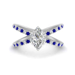 Load image into Gallery viewer, cross-band-marquise-cut-engagment-ring-with-sapphire-white-gold-FD9890MQRGSABL-NL-WG_92a56e1b-e66d-4434-96fc-5afdd0520acf.jpg?v=1760525898