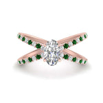 Load image into Gallery viewer, cross-band-oval-shaped-engagment-ring-with-emerald-rose-gold-FD9890OVRGEMGR-NL-RG.jpg?v=1760525778