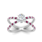 Load image into Gallery viewer, cross-band-oval-shaped-engagment-ring-with-pink-sapphire-white-gold-FD9890OVRGSADRPIANGLE5-NL-WG.jpg?v=1760525778