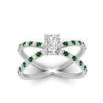Load image into Gallery viewer, cross-band-radiant-cut-engagment-ring-with-emerald-white-gold-FD9890RARGEMGRANGLE5-NL-WG.jpg?v=1760525827