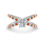 Load image into Gallery viewer, cross-band-radiant-cut-engagment-ring-with-orange-sapphire-white-gold-FD9890RARGSAOR-NL-WG.jpg?v=1760525827