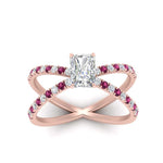 Load image into Gallery viewer, cross-band-radiant-cut-engagment-ring-with-pink-sapphire-rose-gold-FD9890RARGSADRPIANGLE5-NL-RG.jpg?v=1760525827