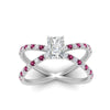 Load image into Gallery viewer, cross-band-radiant-cut-engagment-ring-with-pink-sapphire-white-gold-FD9890RARGSADRPIANGLE5-NL-WG_efacb646-a448-4f38-b7c6-f7824171bf22.jpg?v=1760525935