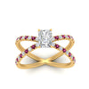Load image into Gallery viewer, cross-band-radiant-cut-engagment-ring-with-pink-sapphire-yellow-gold-FD9890RARGSADRPIANGLE5-NL-YG_ac908e01-df9a-484e-a2ba-4966686d0c0a.jpg?v=1760525935