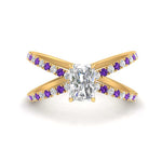 Load image into Gallery viewer, cross-band-radiant-cut-engagment-ring-with-purple-topaz-yellow-gold-FD9890RARGVITO-NL-YG.jpg?v=1760525827