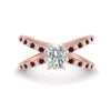 Load image into Gallery viewer, cross-band-radiant-cut-engagment-ring-with-ruby-rose-gold-FD9890RARGRUDR-NL-RG_5600c54d-60e4-4350-bd8e-b4de404939b5.jpg?v=1760525936