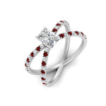 Load image into Gallery viewer, cross-band-radiant-cut-engagment-ring-with-ruby-white-gold-FD9890RARGRUDRANGLE2-NL-WG.jpg?v=1760525827