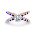 Load image into Gallery viewer, cross-band-radiant-cut-engagment-ring-with-sapphire-rose-gold-FD9890RARGSABL-NL-RG.jpg?v=1760525827