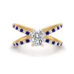 Load image into Gallery viewer, cross-band-radiant-cut-engagment-ring-with-sapphire-yellow-gold-FD9890RARGSABL-NL-YG.jpg?v=1760525826