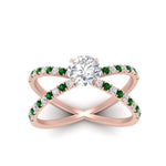 Load image into Gallery viewer, cross-band-round-cut-engagment-ring-with-emerald-rose-gold-FD9890RORGEMGRANGLE5-NL-RG_7fdd3707-8fda-421b-9bf1-cd97c976cda2.jpg?v=1760525945